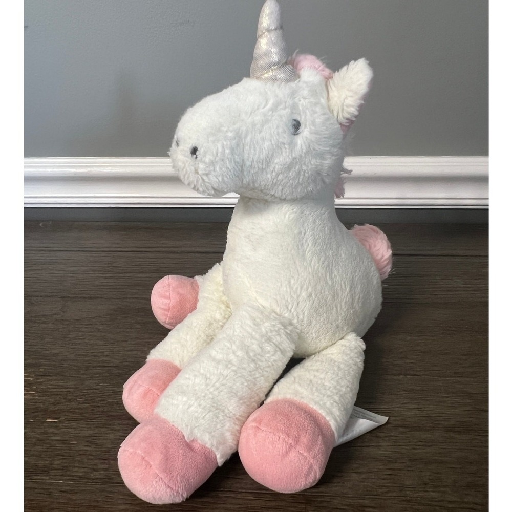 Lambs & Ivy‎ White Pink Unicorn Plush Stuffed Animal Silver Horn Nursery Toy